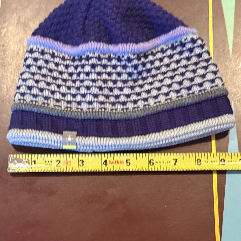 Smartwool Merino Wool Purple/Gray Knit Beanie Hat. NWOT - Picture 4 of 4